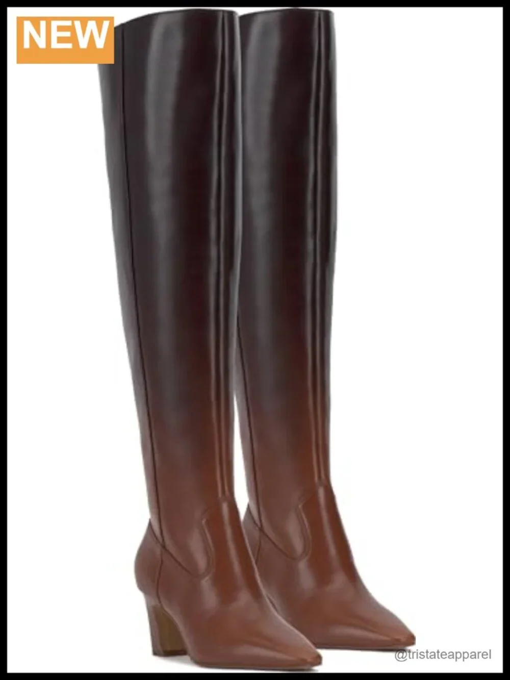 Women's Over-the-Knee Stacked Heel Leather Boots with Zip